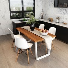 Hayal Masif Tik Renk 180x80 Sandalyeli Masa Takımı CPT7323-180