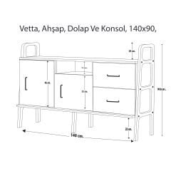 Vetta, Ahşap, Dolap Ve Konsol, 140x90, Natural Renk, CPT4697-140