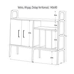 Vetro, Ahşap, Dolap Ve Konsol, 140x90, Natural Renk, CPT4702-140