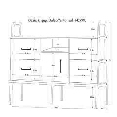 Oasis, Ahşap, Dolap Ve Konsol, 140x90, Tik Renk, CPT4710-140