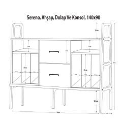 Sereno, Ahşap, Dolap Ve Konsol, 140x90, Natural Renk, CPT4712-140