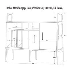 Roble, Ahşap, Dolap Ve Konsol, 140x90, Tik Renk, CPT4716-140