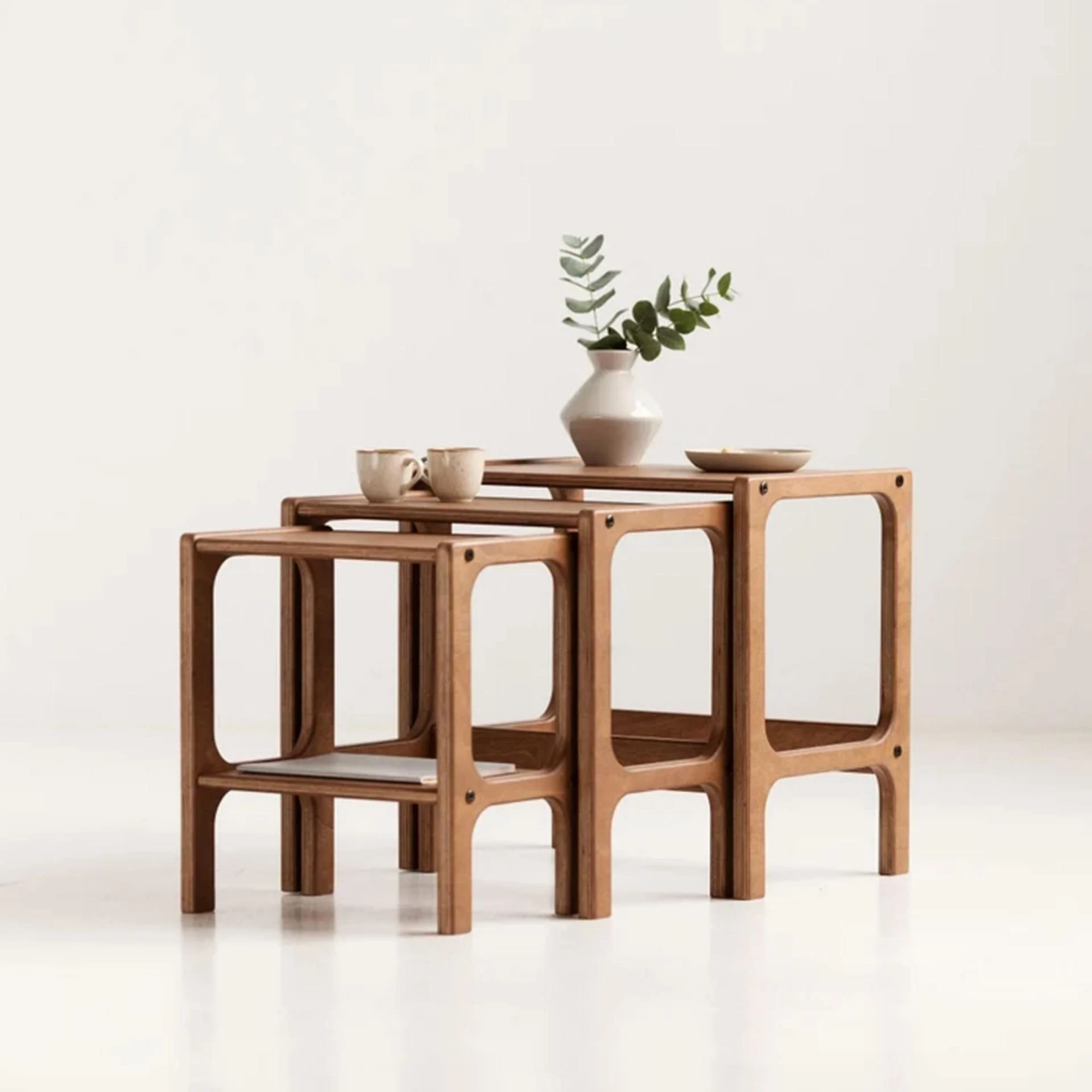 Line, Ahşap Zigon Sehpa, 50x50, Tik Renk, CPT4740-50