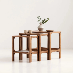 Line, Ahşap Zigon Sehpa, 50x50, Tik Renk, CPT4740-50