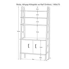 Rota, Ahşap Kitaplık ve Raf Ünitesi, 190x75
