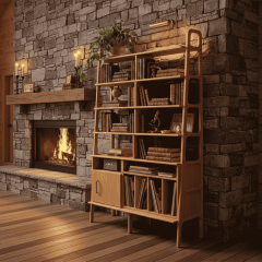 Pietra, Ahşap Kitaplık ve Raf Ünitesi, Tik Renk