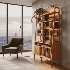 Pietra, Ahşap Kitaplık ve Raf Ünitesi, Tik Renk