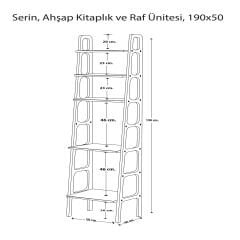 Serin, Ahşap Kitaplık ve Raf Ünitesi, 190x50, Natural Renk, CPT4755-190