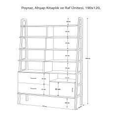 Poyraz, Ahşap Kitaplık ve Raf Ünitesi, 190x120, Tik Renk, CPT4756-190