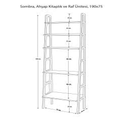 Sombra, Ahşap Kitaplık ve Raf Ünitesi, 190x75, Ceviz Renk, CPT4758-190