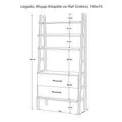 Legado, Ahşap Kitaplık ve Raf Ünitesi, 190x75, Tik Renk, CPT4759-190