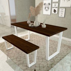 Mayıs Masif Ceviz Renk 140x70 Banklı Yemek Masası CPT7522-140