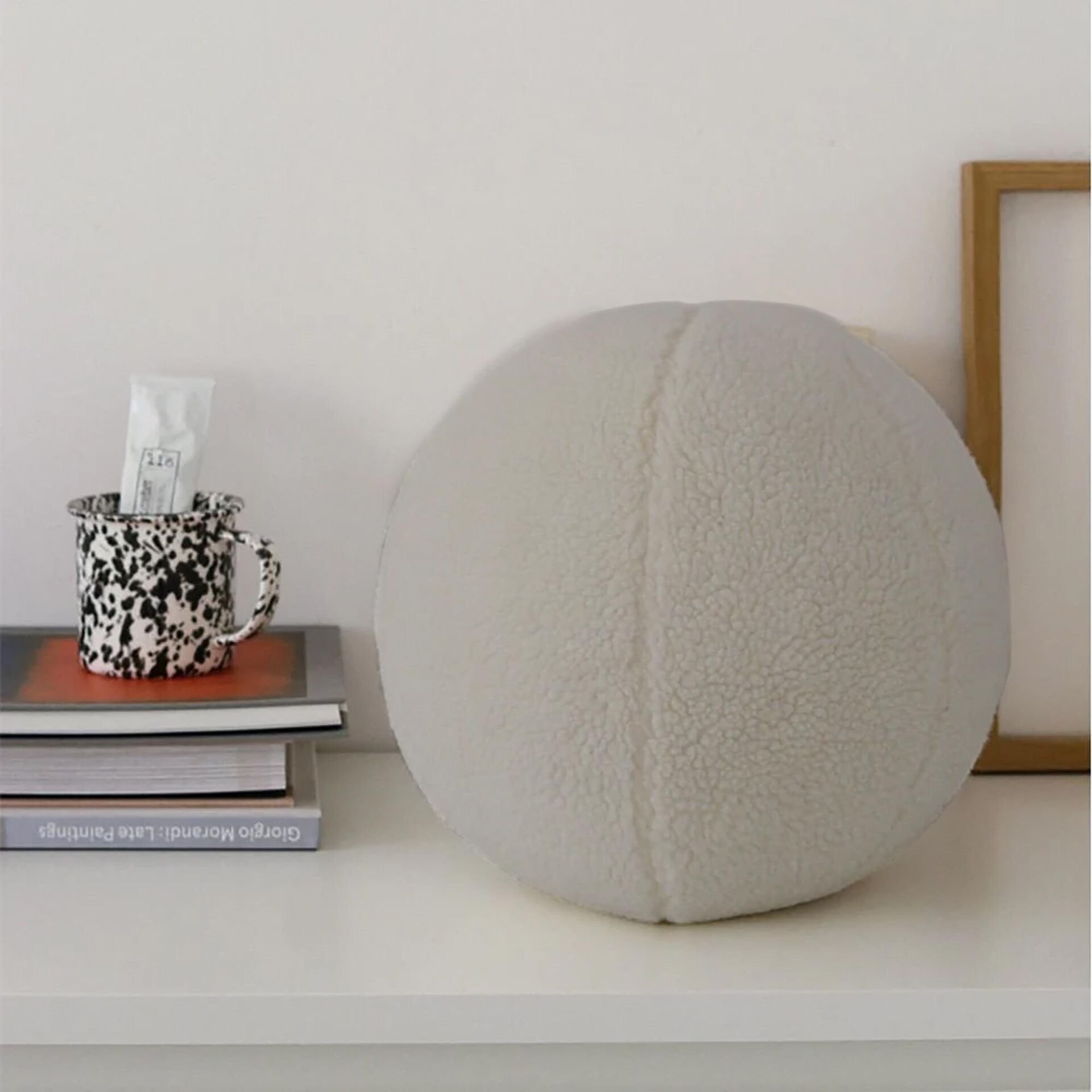 Ballo, Dekoratif Top Kırlent, Yastık, Çap 25 cm, Bej Renk, KRL2502-40