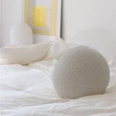 Ballo, Dekoratif Top Kırlent, Yastık, Çap 25 cm, Bej Renk, KRL2502-40