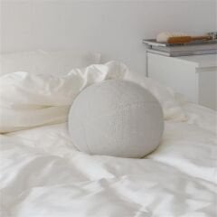 Ballo, Dekoratif Top Kırlent, Yastık, Çap 25 cm, Bej Renk, KRL2502-40