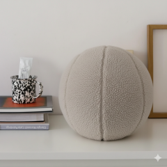 Ballo, Dekoratif Top Kırlent, Yastık, Çap 25 cm, Bej Renk, KRL2502-40