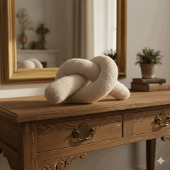 Mimo Dekoratif Düğüm, Kırlent, Yastık, Bej Renk