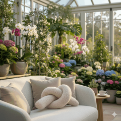 Mimo Dekoratif Düğüm, Kırlent, Yastık, Bej Renk