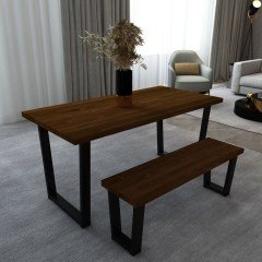 Eylül Masif Ceviz Renk 140x70 Banklı Yemek Masası CPT7546-140