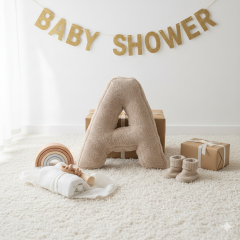 Litera, A Harfi, Yastık, Kırlent, Elyaf Dolgulu, Welsoft Kumaş, 40 Cm