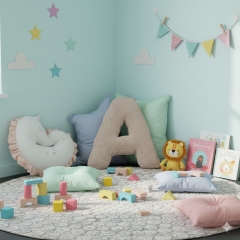 Litera, A Harfi, Yastık, Kırlent, Elyaf Dolgulu, Welsoft Kumaş, 40 Cm