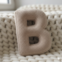 Litera, B Harfi, Yastık, Kırlent, Elyaf Dolgulu, Welsoft Kumaş, 40 Cm