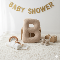 Litera, B Harfi, Yastık, Kırlent, Elyaf Dolgulu, Welsoft Kumaş, 40 Cm