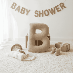 Litera, B Harfi, Yastık, Kırlent, Elyaf Dolgulu, Welsoft Kumaş, 40 Cm