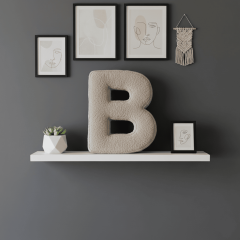 Litera, B Harfi, Yastık, Kırlent, Elyaf Dolgulu, Welsoft Kumaş, 40 Cm