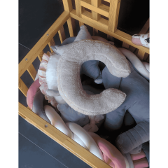 Litera, C Harfi, Yastık, Kırlent, Elyaf Dolgulu, Welsoft Kumaş, 40 Cm