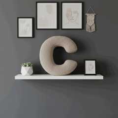 Litera, C Harfi, Yastık, Kırlent, Elyaf Dolgulu, Welsoft Kumaş, 40 Cm