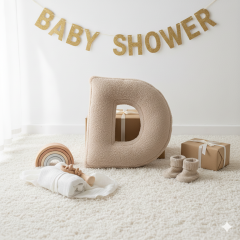 Litera, D Harfi, Yastık, Kırlent, Elyaf Dolgulu, Welsoft Kumaş, 40 Cm