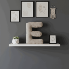 Litera, E Harfi, Yastık, Kırlent, Elyaf Dolgulu, Welsoft Kumaş, 40 Cm