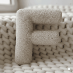 Litera, F Harfi, Yastık, Kırlent, Elyaf Dolgulu, Welsoft Kumaş, 40 Cm