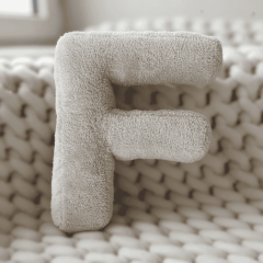 Litera, F Harfi, Yastık, Kırlent, Elyaf Dolgulu, Welsoft Kumaş, 40 Cm