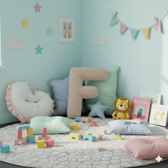 Litera, F Harfi, Yastık, Kırlent, Elyaf Dolgulu, Welsoft Kumaş, 40 Cm