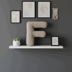 Litera, F Harfi, Yastık, Kırlent, Elyaf Dolgulu, Welsoft Kumaş, 40 Cm