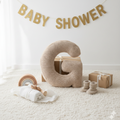 Litera, G Harfi, Yastık, Kırlent, Elyaf Dolgulu, Welsoft Kumaş, 40 Cm