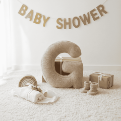 Litera, G Harfi, Yastık, Kırlent, Elyaf Dolgulu, Welsoft Kumaş, 40 Cm