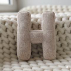 Litera, H Harfi, Yastık, Kırlent, Elyaf Dolgulu, Welsoft Kumaş, 40 Cm