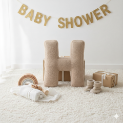 Litera, H Harfi, Yastık, Kırlent, Elyaf Dolgulu, Welsoft Kumaş, 40 Cm