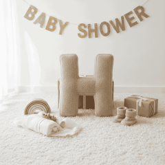 Litera, H Harfi, Yastık, Kırlent, Elyaf Dolgulu, Welsoft Kumaş, 40 Cm