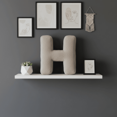 Litera, H Harfi, Yastık, Kırlent, Elyaf Dolgulu, Welsoft Kumaş, 40 Cm