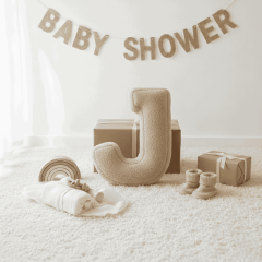 Litera, J Harfi, Yastık, Kırlent, Elyaf Dolgulu, Welsoft Kumaş, 40 Cm