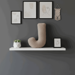 Litera, J Harfi, Yastık, Kırlent, Elyaf Dolgulu, Welsoft Kumaş, 40 Cm