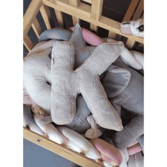 Litera, K Harfi, Yastık, Kırlent, Elyaf Dolgulu, Welsoft Kumaş, 40 Cm