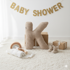 Litera, K Harfi, Yastık, Kırlent, Elyaf Dolgulu, Welsoft Kumaş, 40 Cm