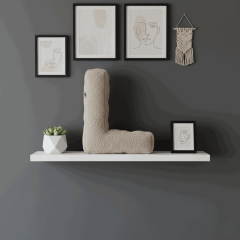 Litera, L Harfi, Yastık, Kırlent, Elyaf Dolgulu, Welsoft Kumaş, 40 Cm