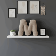 Litera, M Harfi, Yastık, Kırlent, Elyaf Dolgulu, Welsoft Kumaş, 40 Cm