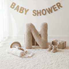 Litera, N Harfi, Yastık, Kırlent, Elyaf Dolgulu, Welsoft Kumaş, 40 Cm